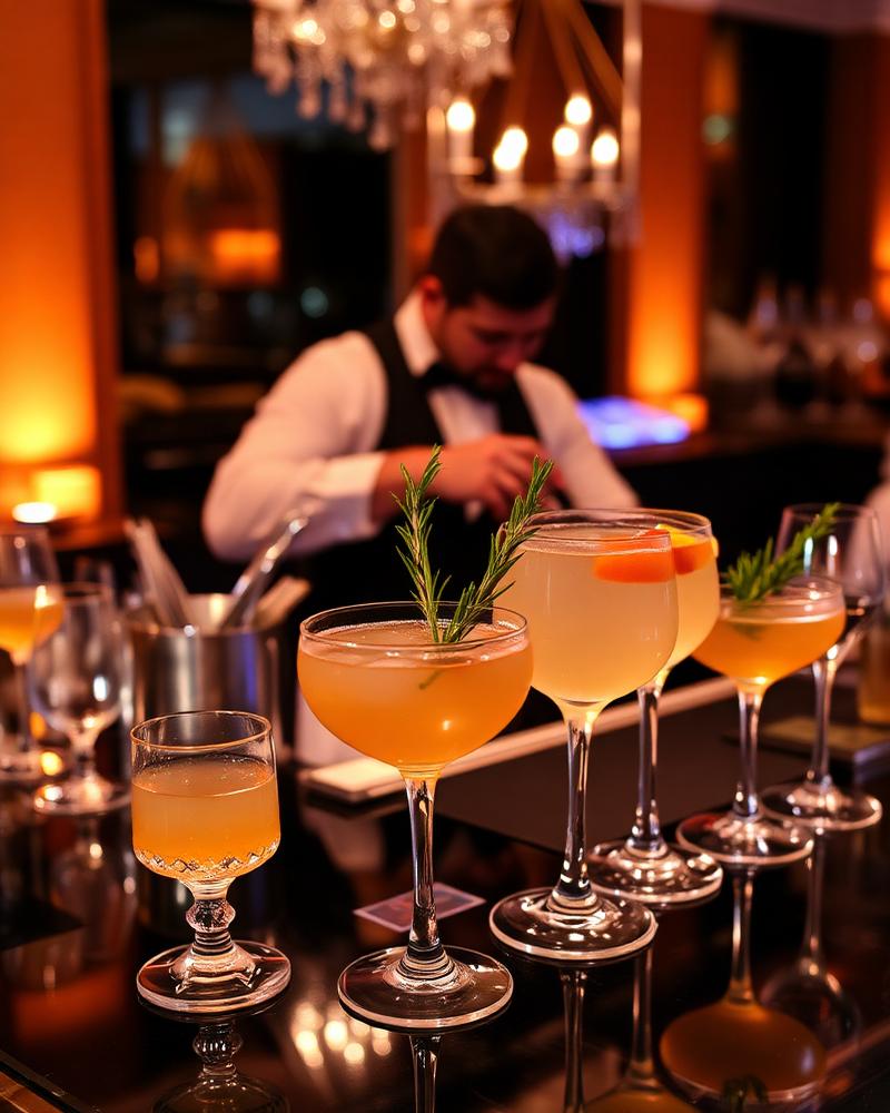 Professional mixology and bar service creating signature cocktails for events